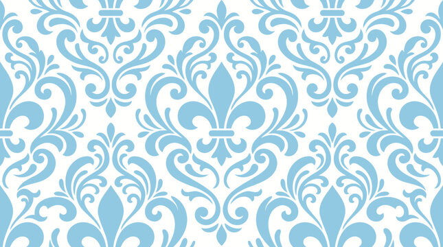 Intricate blue damask seamless pattern suitable for wallpapers and textiles.