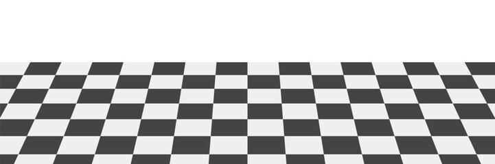 Obraz premium Abstract chess floor background with checkerboard pattern, perspective view, geometric board design, and classic black and white check layout. Vector