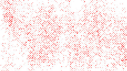 Abstract grunge halftone overlay texture featuring dense red dot gradients. Creative retro comic printing pattern backdrop layout, perfectly isolated for street art design assets. © dirtyfellas