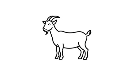 Fototapeta premium Standing goat outline illustration isolated farm animal line art drawing