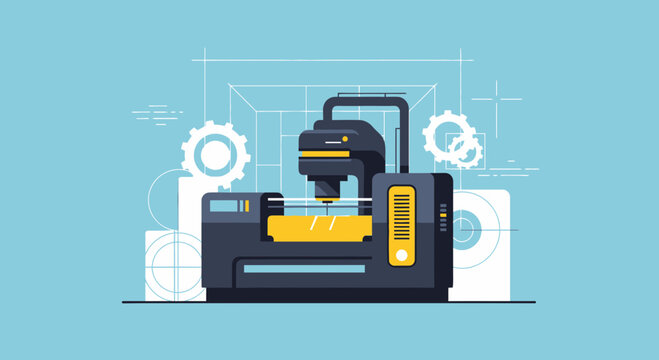 3D Printer Machine Engineering Blueprint Technology Innovation Concept