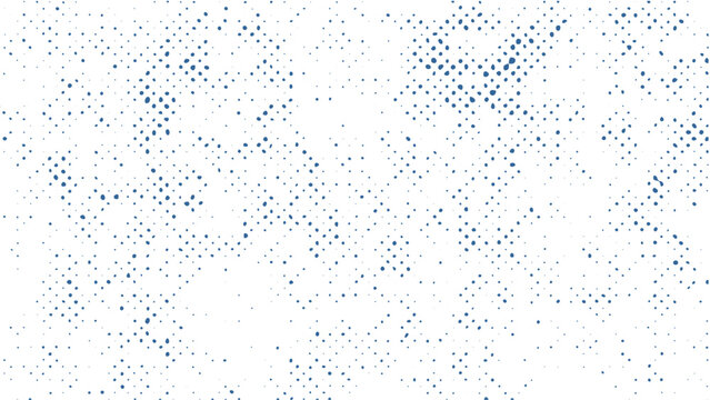 Abstract grunge halftone overlay texture featuring faded blue dot gradients. Creative retro screen printing pattern backdrop layout, ideal for modern urban street art design assets.