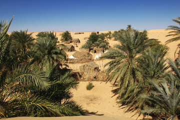 Fototapeta premium Small village of Tawareg in Sahara desert, Mauritania, West Africa