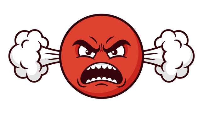 Angry Red Face Emoji with Steam Coming Out of Ears, Expressing Rage and Frustration