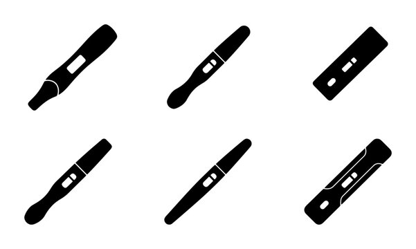 Pregnancy Test Icons, Fertility Test Strips, Ovulation Test Kit Vector Set, Medical Diagnostic Tools, Healthcare Symbols, Early Detection