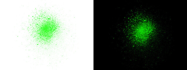 Green Radiating Dot Cluster on White and Black Background © Raheem