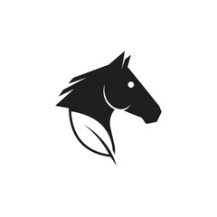 Simplistic black silhouette of a horse's head with stylized mane and neck © bentet