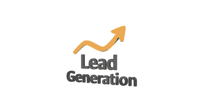 Lead generation text with rising growth arrow