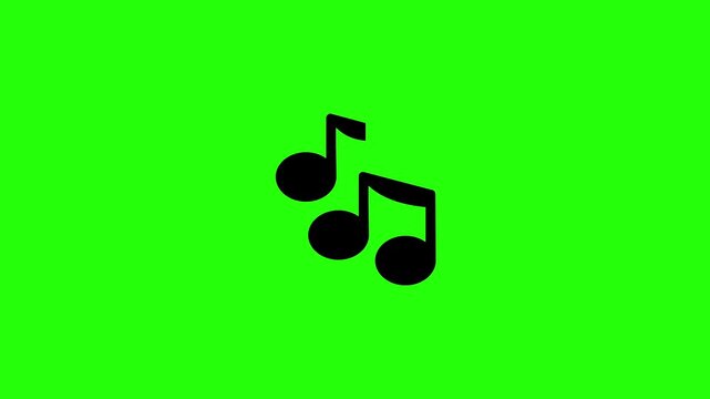 4K horizontal layout featuring a classic double music note notation silhouette bouncing cleanly. Dynamic popup icon for audio editing timeline background video.