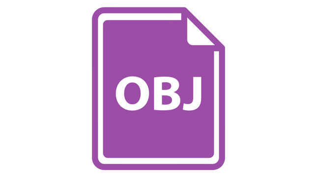 OBJ File Icon: 3D Model Data Format Symbol, Purple Document Icon