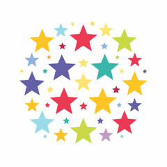 Fototapeta premium Colorful Stars Scattered in a Circle
