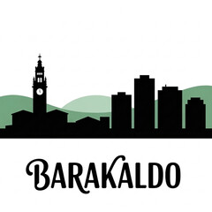 Obraz premium Barakaldo Skyline Silhouette — A Basque Riverfront Industrial City Vector Illustration