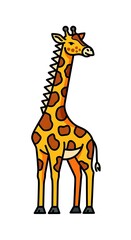 Obraz premium Cute Cartoon Giraffe Standing on Plain White Background