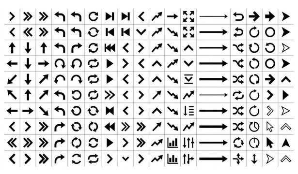 Black Arrow Icons Collection for Web Design Navigation and User Interface