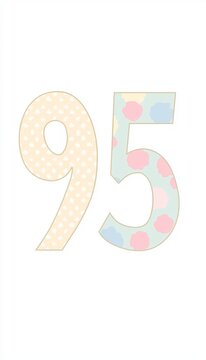 Isolated number ninety five for festive party themes in pastel colors, flat design for celebration