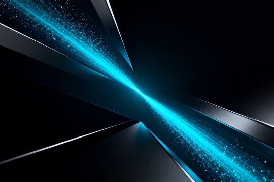 Abstract Blue Light Beams on Dark Background