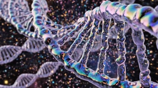 Dynamic Double Helix Captivating DNA Strands Illustrating Genetic Science and Research Breakthroughs in Biology