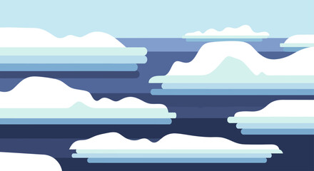 Floating Icebergs in Arctic Ocean Water. © Gajah