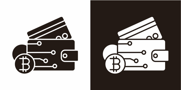 Cryptocurrency Wallet  Icon White Glyph Style Collection