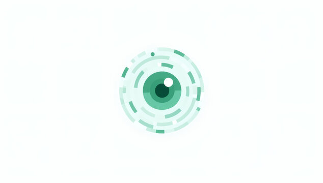 Abstract representation of a stylized eye with concentric circles and lines, symbolizing vision, perception, and observation with a modern, minimalist aesthetic