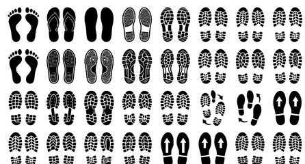 Modern shoe sole and footprint vector collection walking step icon design set © sobuj