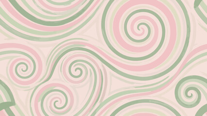 Fototapeta premium Seamless abstract spiral stripe pattern in pastel pink and green colors