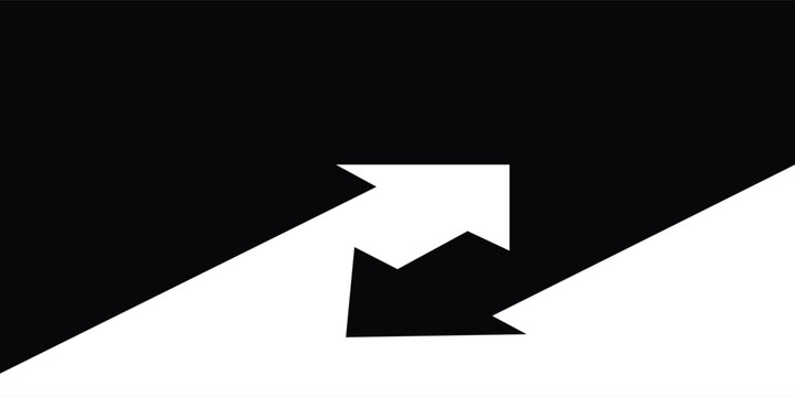 Abstract black and white background with contrasting arrows pointing in opposite directions.