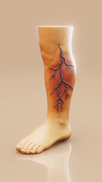 Conceptual 3D animation of varicose veins in vertical format