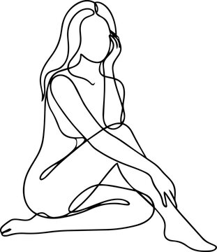 Elegant Female Body One Line Art Minimalist Woman Figure Illustration