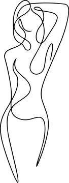 Elegant Female Body One Line Art Minimalist Woman Figure Illustration