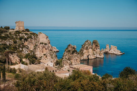 Tonnara di Scopello, Doria Tower and Faraglioni sea stacks