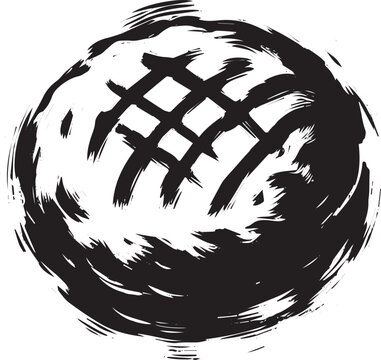 Minimalist sumi-e depiction of Indian vada in black and white br
