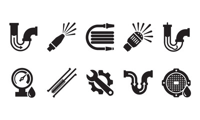 Obraz premium Drain Jetting Service Black Icon Pack