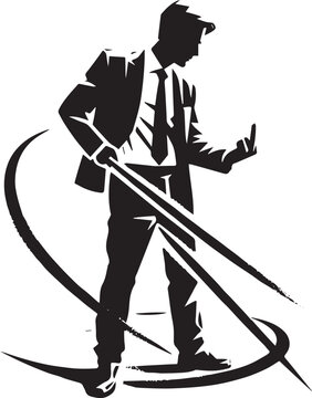 Illustration of a defiant businessman making rude gesture, aggre