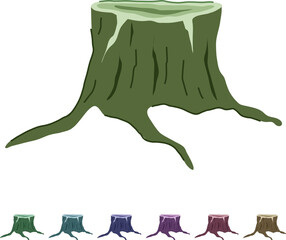 Obraz premium life stump cartoon. log forest, circle ring, organic old life stump sign vector