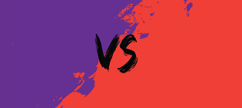 Versus battle background with bold VS lettering and dynamic paint brush texture effect. Competitive gaming and sports matchup concept for promotional designs. Modern vibrant vector backdrop.