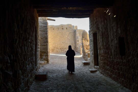 Local Veiled Woman in the Old City of AlUla, Medina Province, Saudi Arabia, Arabian Peninsula