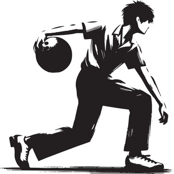 Dynamic Bowling Athlete Silhouette Ready to Launch a Perfect Gam