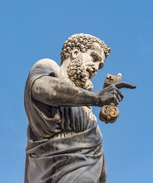 Statue of St. Peter holding the key at Piazza San Pietro, Vatican, Rome, Italy
