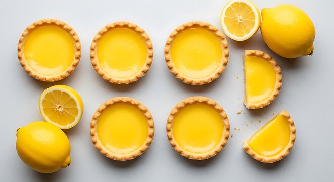 Lemon Tarts with Lemons on Gray Background