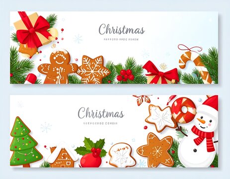 Christmas holiday greeting card with festive decorations.