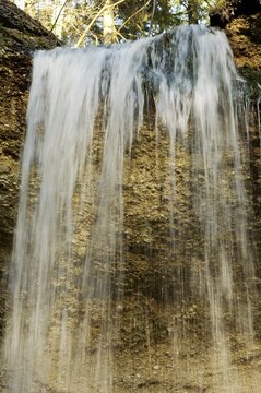 Paehler Schlucht gorge gully with waterfall of Burgleitenbach P&auml;hl Paehl Landkreis Weilheim upper Bavaria Germany