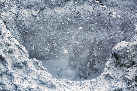 Bubbling mud pot, Hverar&ouml;nd geothermal area, also known as Hverir, Namaskard or Namafjall, Myvatn, Krafla volcano system, North Iceland, Iceland