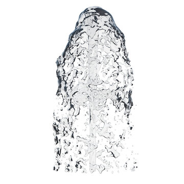 Fountain clear water with splashes isolated transparent background photo realistic 3d rendering PNG 16 bit with alpha channel
