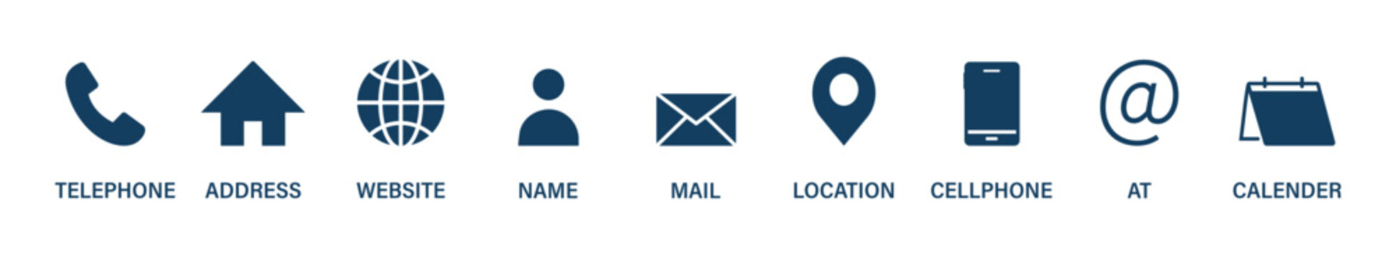 Contact icon set. Contact and communication icon set. Home, phone, user, globe, email, calendar and location elements form a clean communication. Mobile and message symbol. Interface details sign.