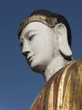 Detail, Buddha statue in Lumbini Garden, Hpa-an, Karen, Kayin State, Myanmar