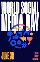 Obraz premium World Social Media Day poster with icons