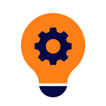 Gear inside a lightbulb symbolizing innovation and idea generation