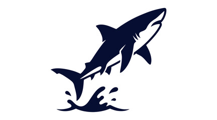 Fototapeta premium Shark breaching out of ocean water silhouette icon illustration