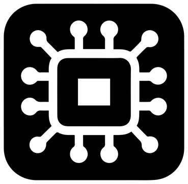 Edge ai on device inference icon solid black filled white neural network symbol technology concept